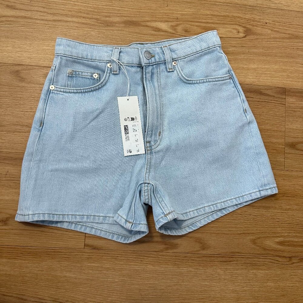 Arket High Waist Non-Stretch Denim Shorts